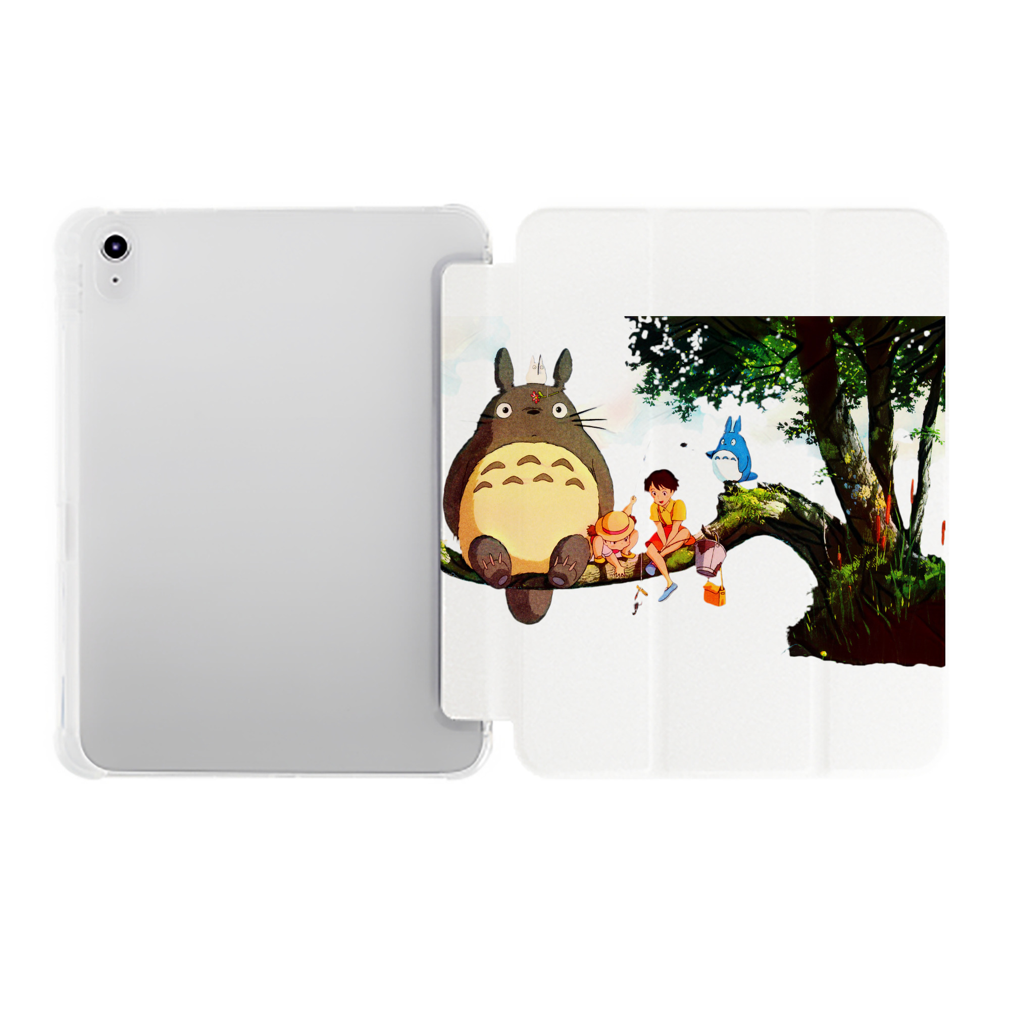 （画像用） となりのトトロ 草壁メイ 草壁サツキ My Neighbor Totoro Satsuki Kusakabe Mei Kusakabe IPad ケース ペン収納付き 三つ折りスタンド PUレザー×シリコン 対応機種9.5/10.5/10.9インチ